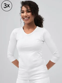Clearance Daen ¾-Ar-hirt PAU 3er-Pack Damen Multipacks|Langarmshirts
