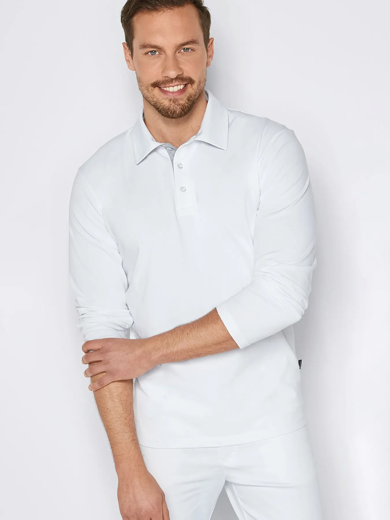 Sale Langarmshirt ALGIER mit Kragen, Single Jersey Herren Langarmshirts