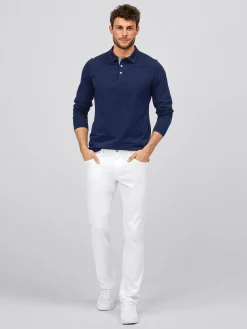 Sale Langarmshirt ALGIER mit Kragen, Single Jersey Herren Poloshirts|Langarmshirts
